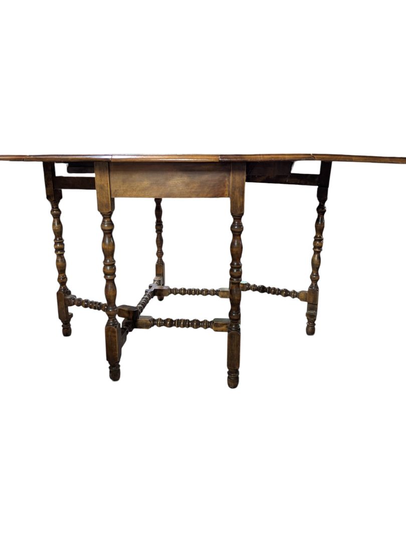Antique Solid Wood Drop-Leaf Dining Table
