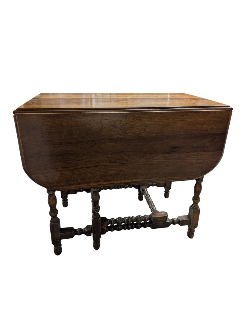 Antique Solid Wood Drop-Leaf Dining Table