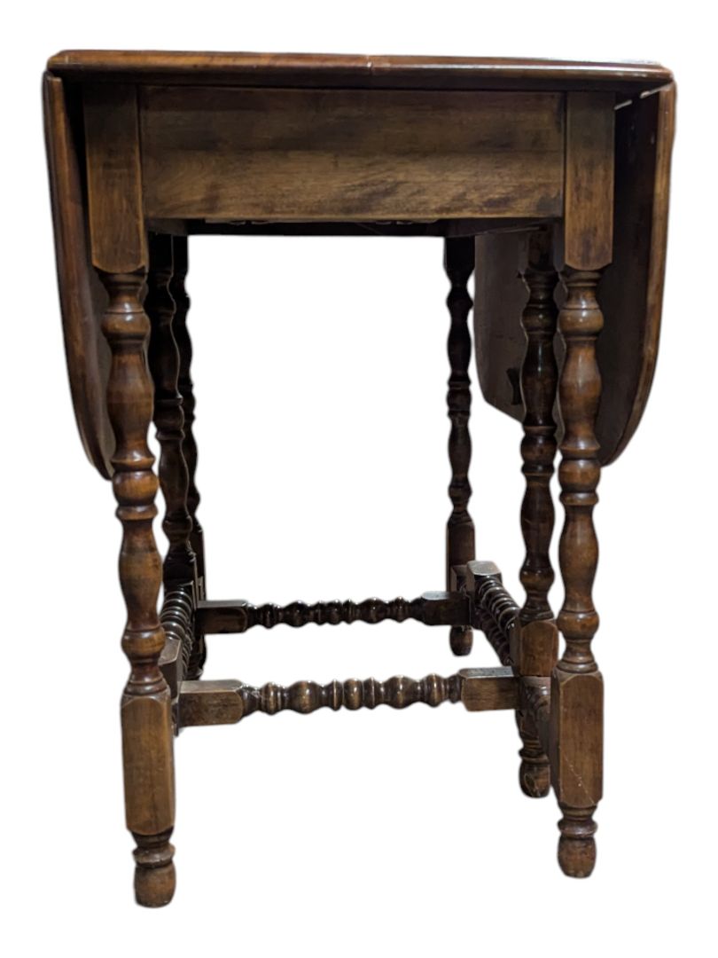 Antique Solid Wood Drop-Leaf Dining Table