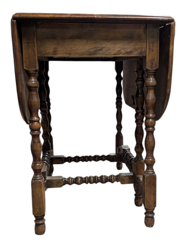 Antique Solid Wood Drop-Leaf Dining Table