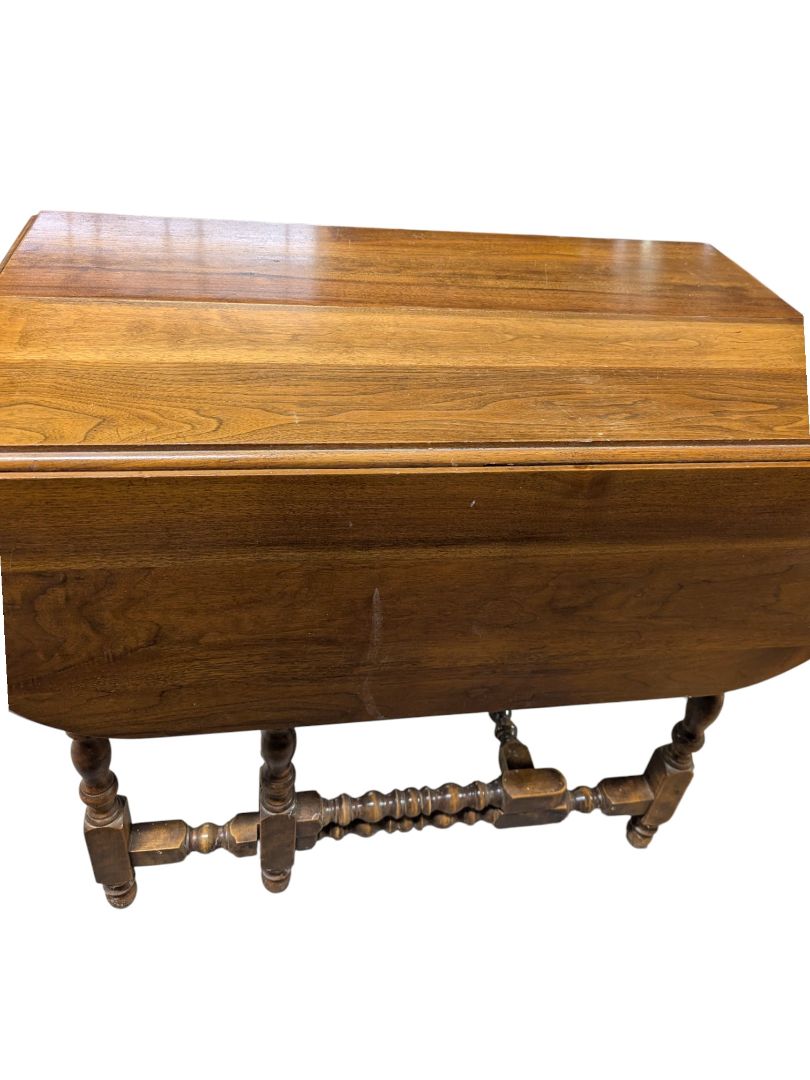 Antique Solid Wood Drop-Leaf Dining Table