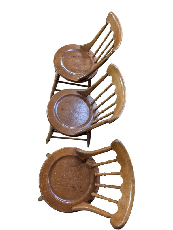 Set of Three Vintage Wooden Windsor-Style Chairs
