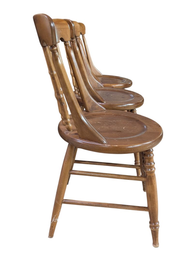 Set of Three Vintage Wooden Windsor-Style Chairs