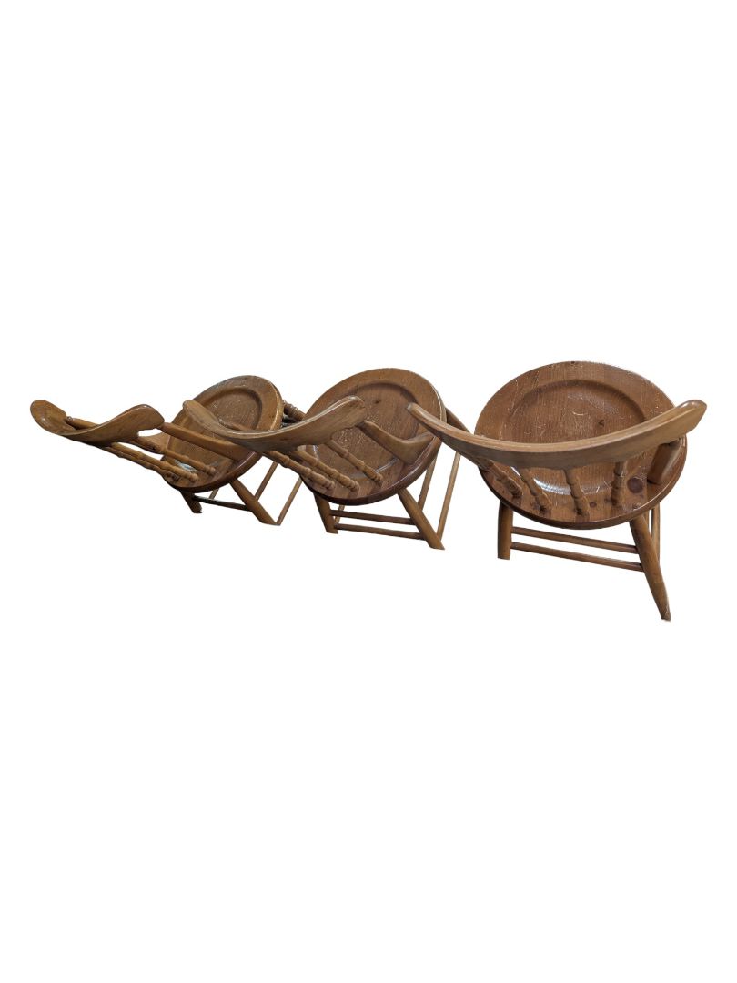 Set of Three Vintage Wooden Windsor-Style Chairs