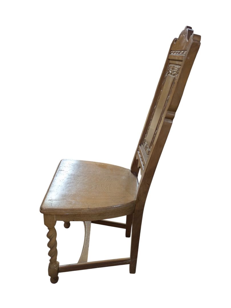 Antique Carved Wooden Side Chair with Barley Twist Legs