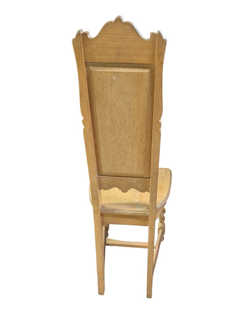 Antique Carved Wooden Side Chair with Barley Twist Legs