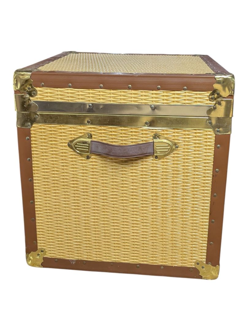 Vintage Wicker Storage Trunk with Brass Hardware
