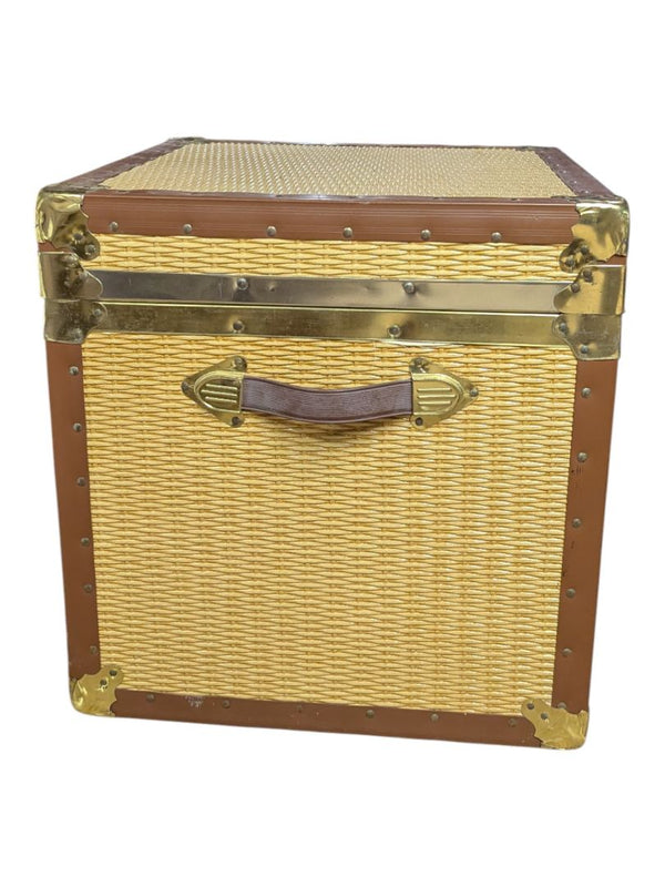 Vintage Wicker Storage Trunk with Brass Hardware