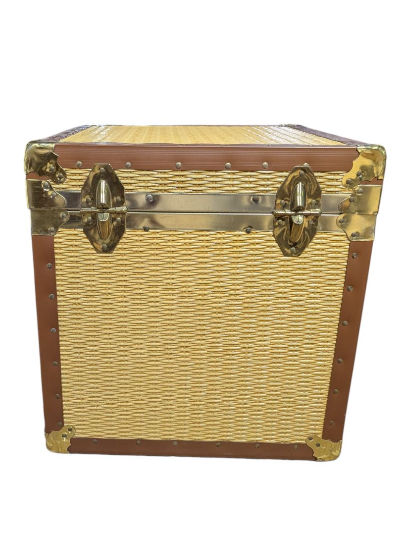 Vintage Wicker Storage Trunk with Brass Hardware