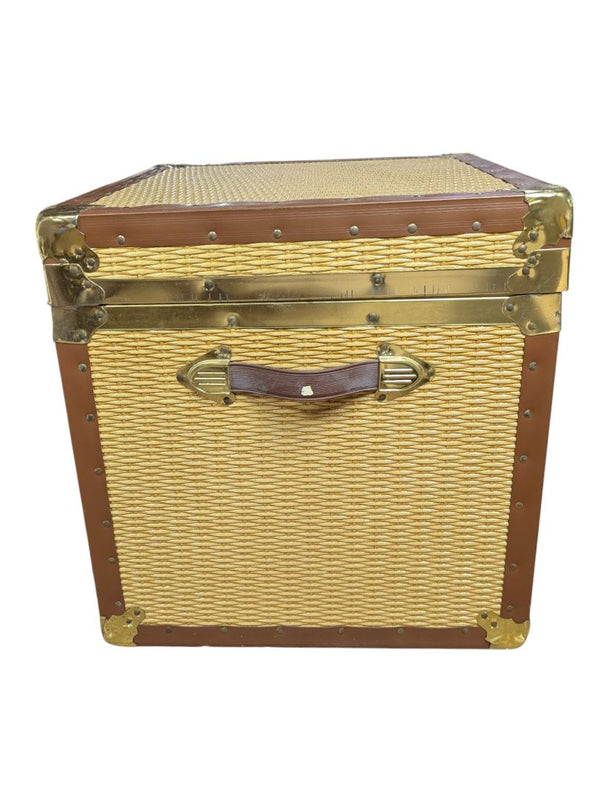Vintage Wicker Storage Trunk with Brass Hardware