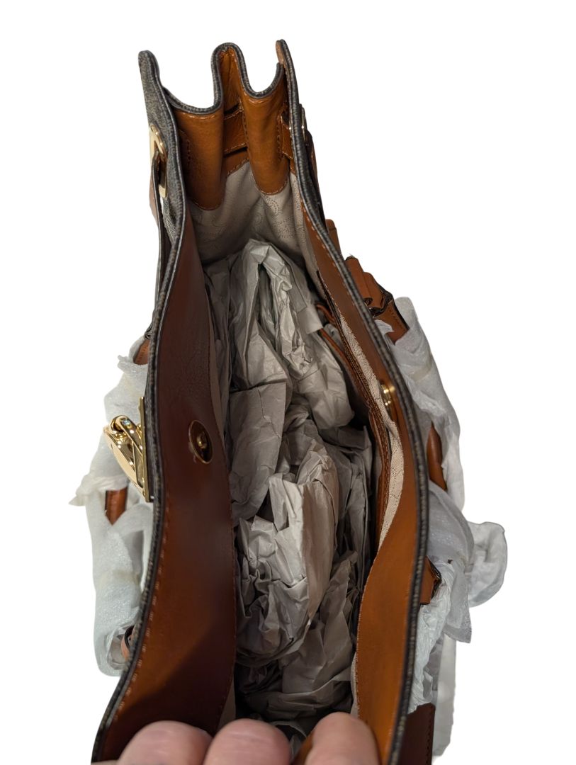 Michael Kors Hamilton Large Brown Logo Tote Handbag