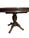 Vintage Round Pedestal Table with Leaf – Dark Wood Finish