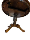 Vintage Round Pedestal Table with Leaf – Dark Wood Finish