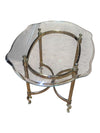 Set of two Brass & Glass Console Table with Scalloped Top