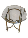 Set of two Brass & Glass Console Table with Scalloped Top