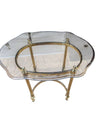 Set of two Brass & Glass Console Table with Scalloped Top