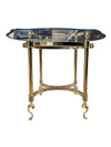 Set of two Brass & Glass Console Table with Scalloped Top