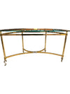 Vintage Gold-Toned Metal & Glass Console Table