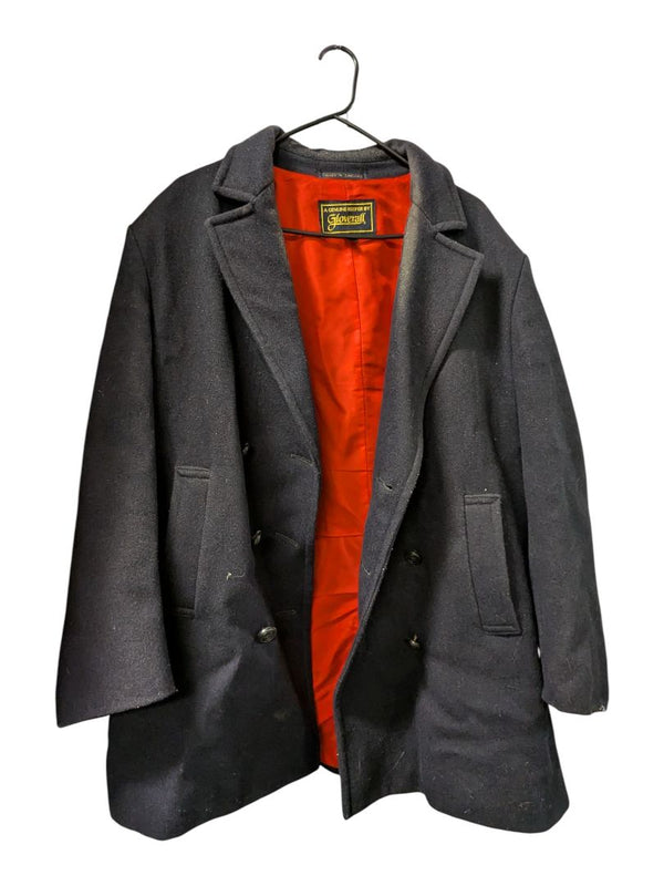 Gloverall “A Genuine Reefer” Wool Peacoat – Black with Red Lining