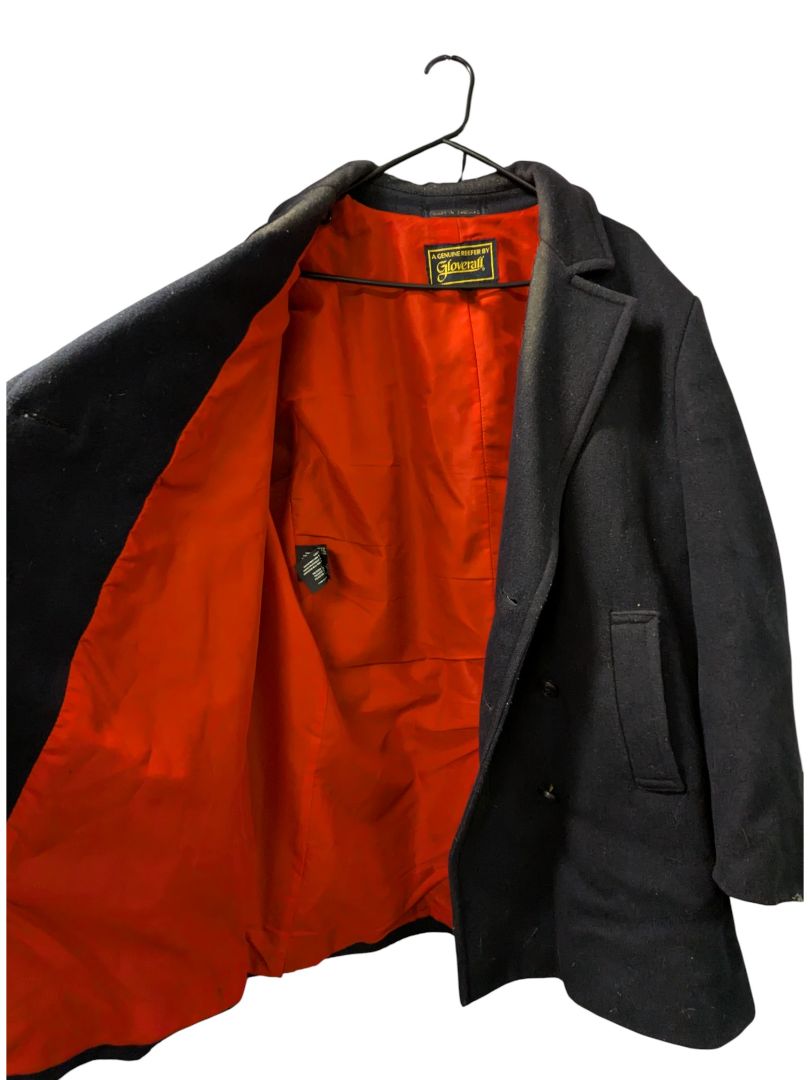 Gloverall “A Genuine Reefer” Wool Peacoat – Black with Red Lining