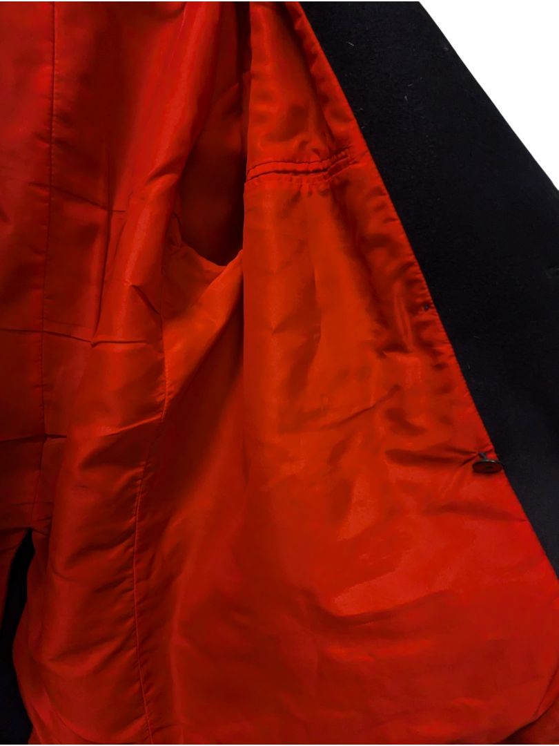 Gloverall “A Genuine Reefer” Wool Peacoat – Black with Red Lining
