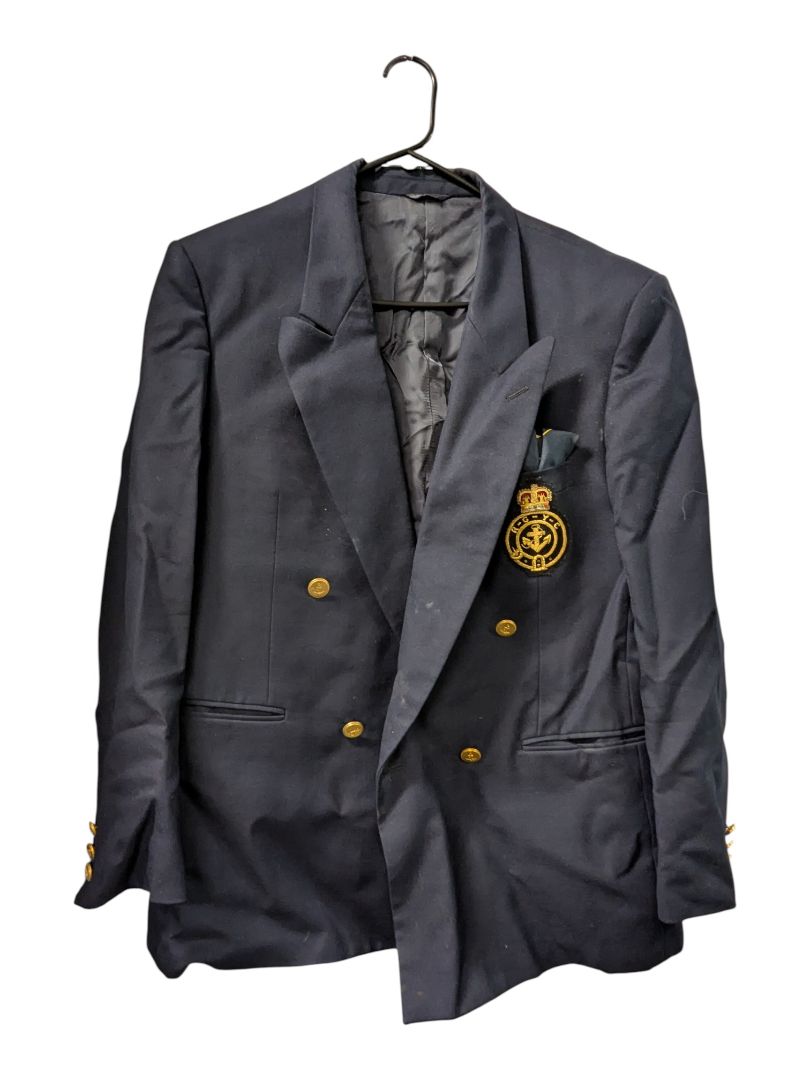 Yves Saint Laurent Navy Blazer with Crest and Tie