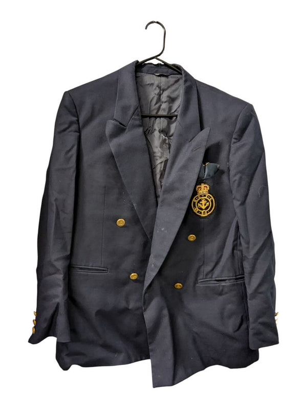 Yves Saint Laurent Navy Blazer with Crest and Tie