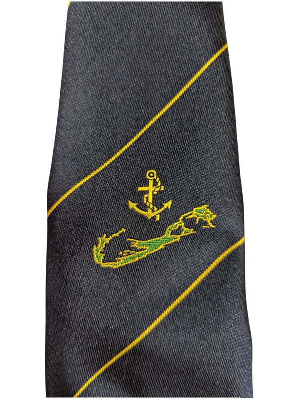 Yves Saint Laurent Navy Blazer with Crest and Tie