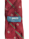 Signor Angelo 100% Silk Necktie – Red with Green Stripe & Floral Motif