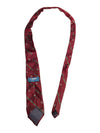 Signor Angelo 100% Silk Necktie – Red with Green Stripe & Floral Motif