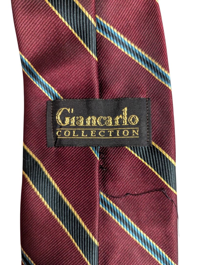 Giancarlo Collection Burgundy Striped Silk Tie