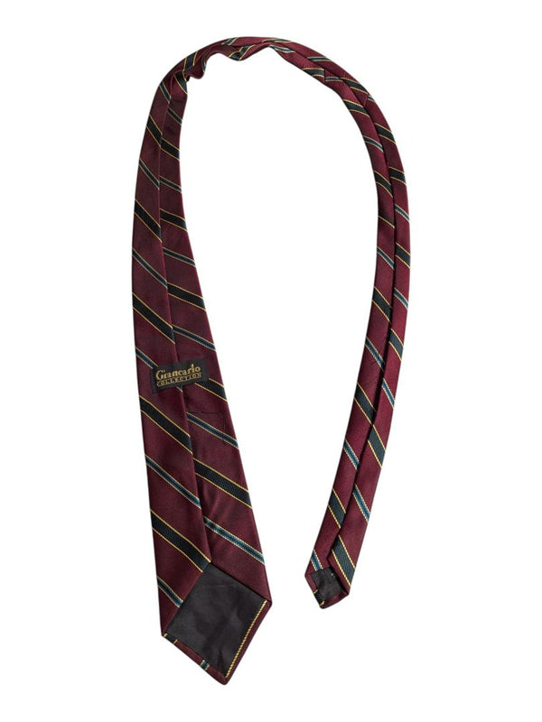 Giancarlo Collection Burgundy Striped Silk Tie