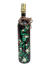 Vintage Hand-Painted Black Glass Bottle Table Lamp