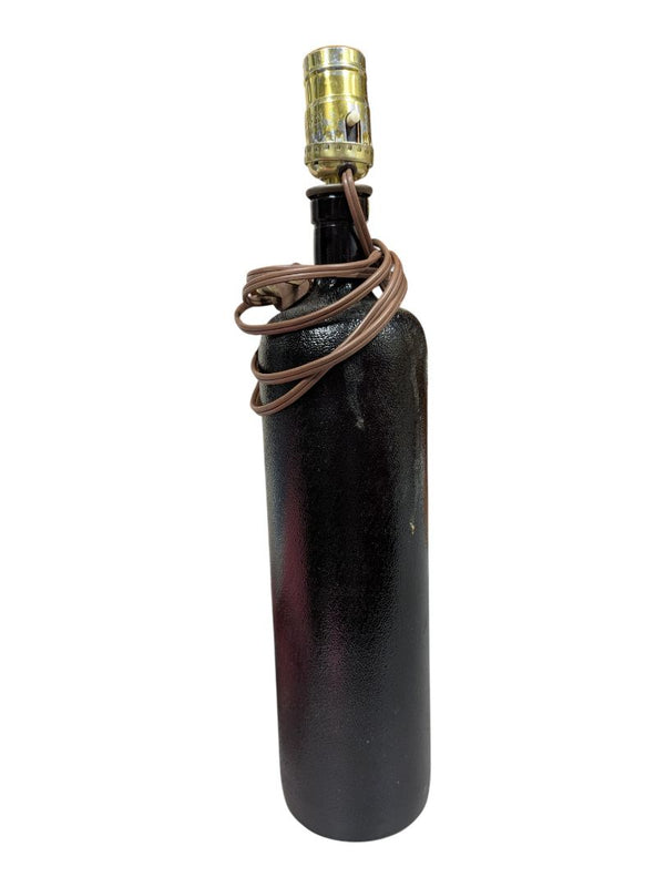 Vintage Hand-Painted Black Glass Bottle Table Lamp