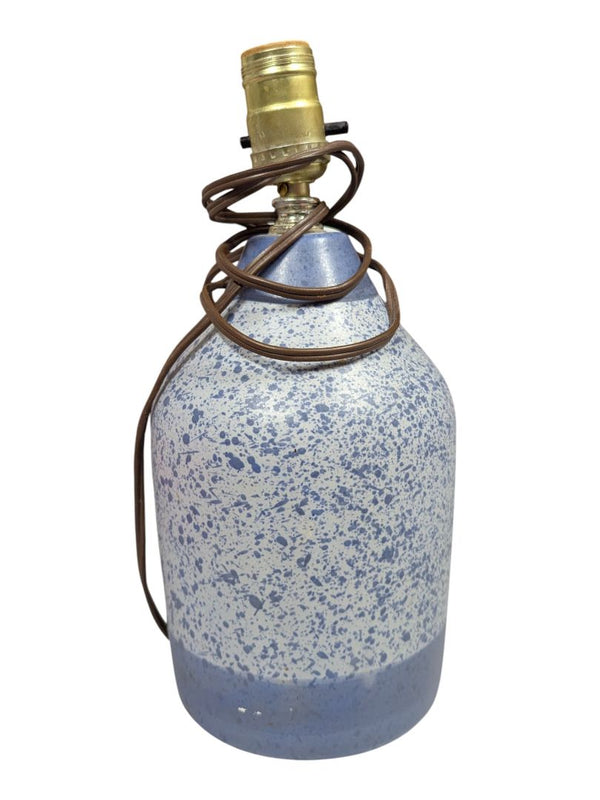 Blue & White Speckled Stoneware Jug Table Lamp