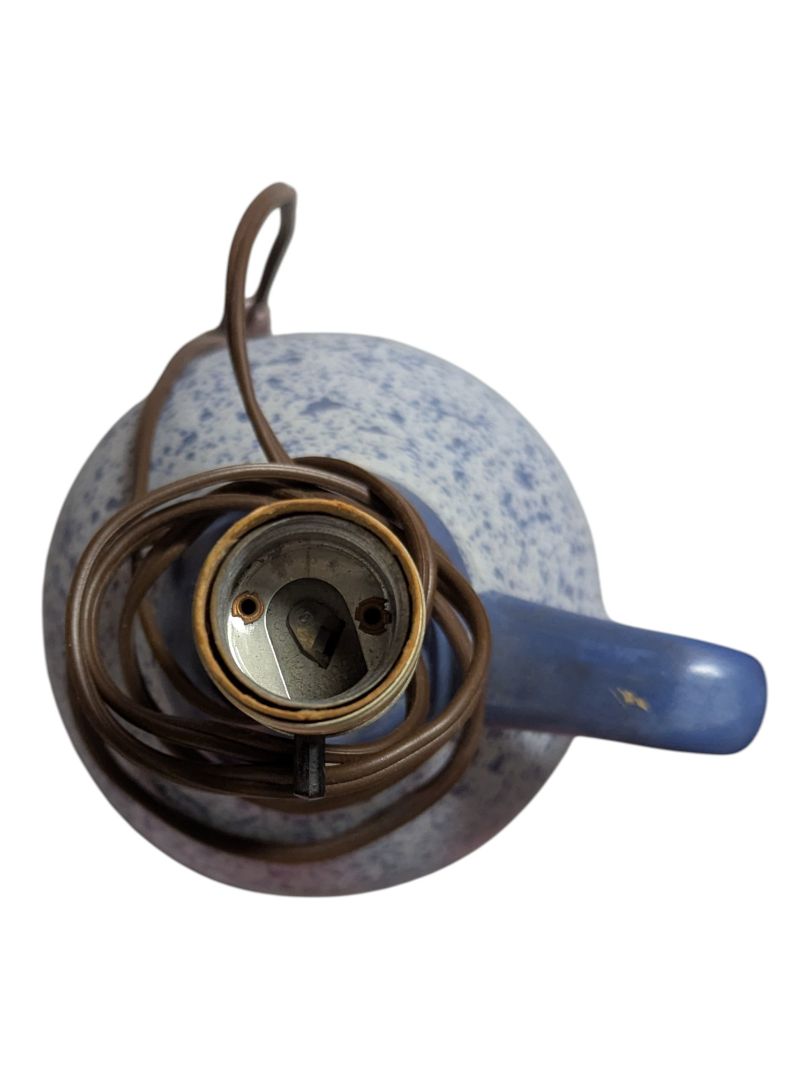 Blue & White Speckled Stoneware Jug Table Lamp