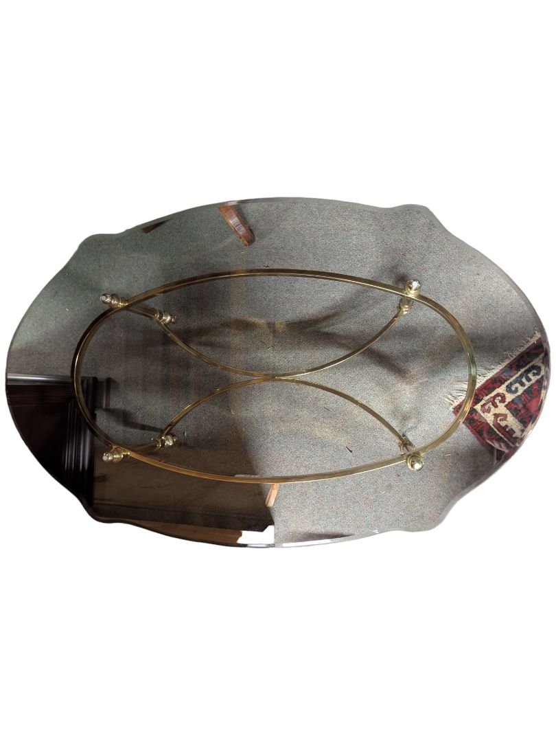 Vintage Brass & Glass Oval Coffee Table