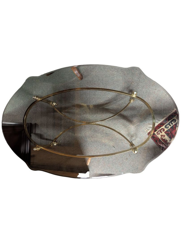 Vintage Brass & Glass Oval Coffee Table