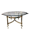 Vintage Brass & Glass Oval Coffee Table