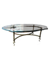 Vintage Brass & Glass Oval Coffee Table