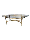 Vintage Brass & Glass Oval Coffee Table
