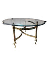 Vintage Brass & Glass Oval Coffee Table