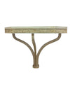 Distressed Wood Wall Console Shelf with Carved Detail