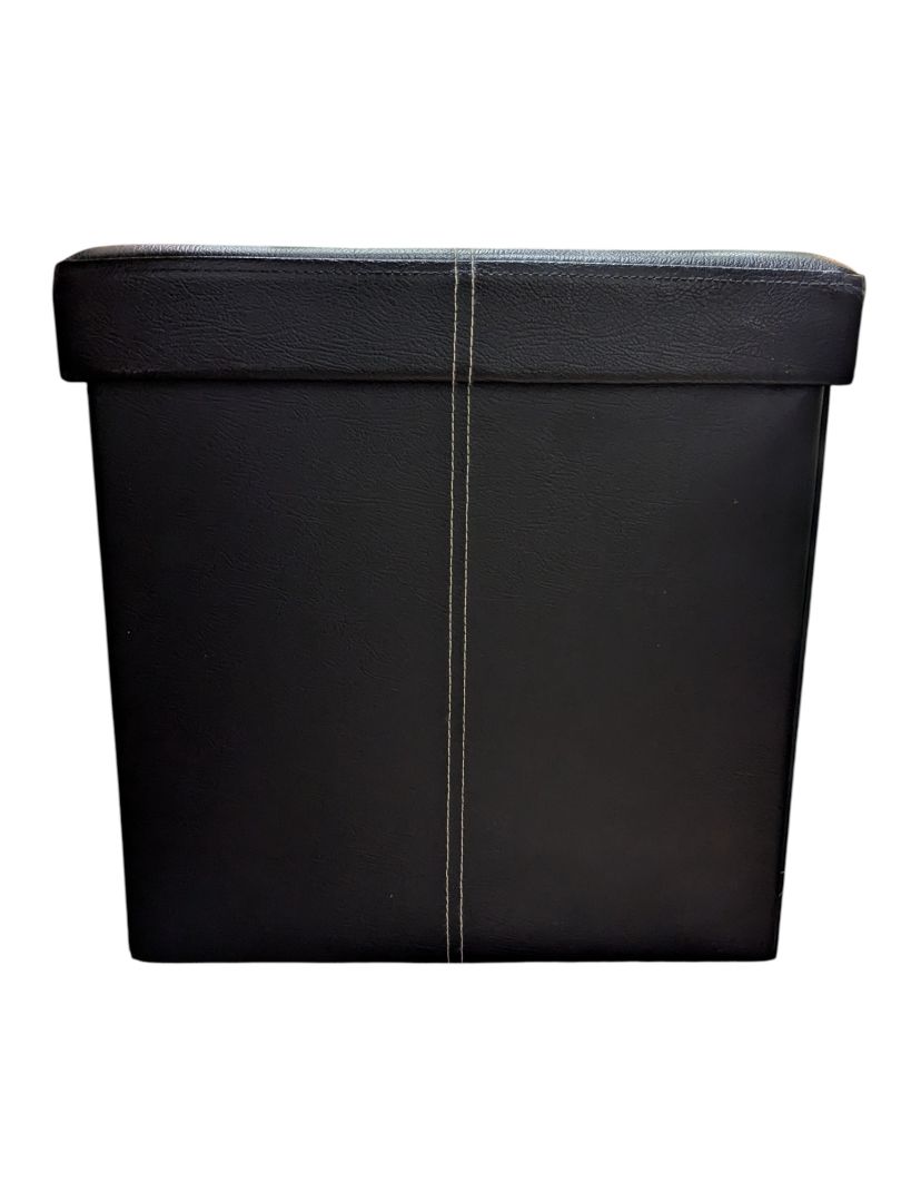 Modern Black Faux Leather Storage Ottoman Cube