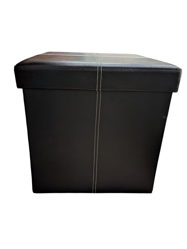 Modern Black Faux Leather Storage Ottoman Cube