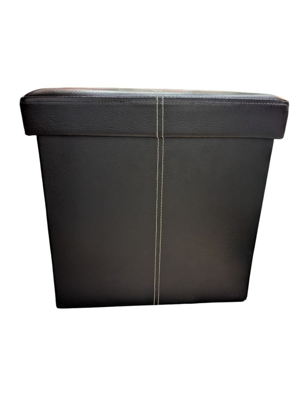 Modern Black Faux Leather Storage Ottoman Cube