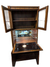 Walnut Finish Lighted Bar Cabinet with Glass Display Doors