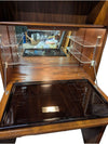 Walnut Finish Lighted Bar Cabinet with Glass Display Doors