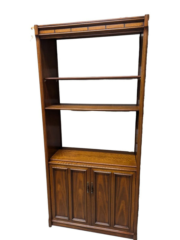 Walnut Finish Display Hutch with Lower Cabinet Storage
