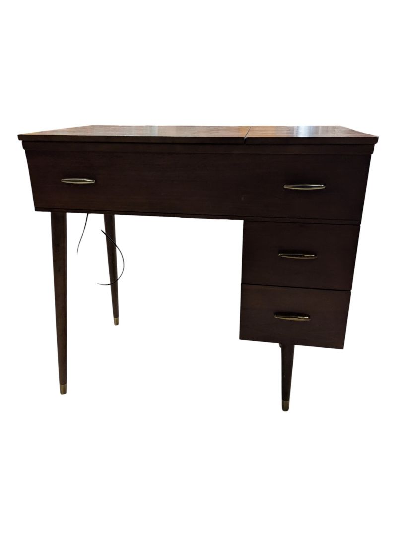 Vintage Singer Sewing Machine with Mid-Century Folding Cabinet